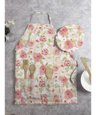 HOUZZCODE DESIGNER apron pastle flower 50x60cm multi heavy satin 1
