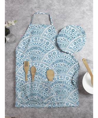 HOUZZCODE DESIGNER apron Pattern Print 4 50x60cm sky blue heavy satin 3