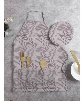 HOUZZCODE DESIGNER apron Pattern Print 5 50x60cm maroon heavy satin 5