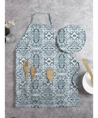 HOUZZCODE DESIGNER apron Artistic Dec Blues 50x60cm green heavy satin 3
