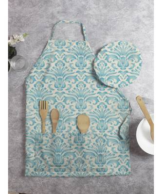 HOUZZCODE DESIGNER apron Seamless Vintage Damask 50x60cm sky blue heavy satin 1