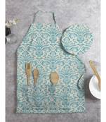HOUZZCODE DESIGNER apron Seamless Vintage Damask 50x60cm sky blue heavy satin