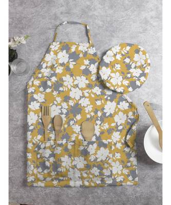 HOUZZCODE DESIGNER apron Florentine 2 50x60cm yellow/grey heavy satin 4