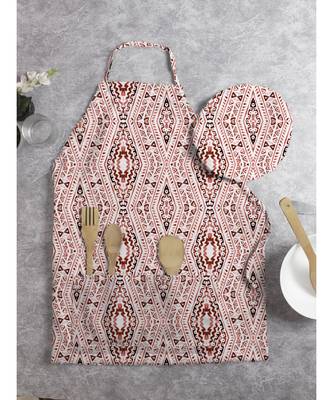 HOUZZCODE DESIGNER apron Pattern Print 6 50x60cm maroon heavy satin 2