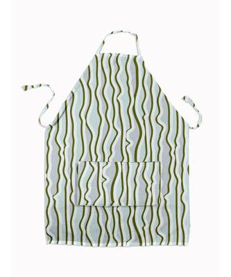HOUZZCODE DESIGNER apron Verticle Wavy Lines 50x60cm green heavy satin 3