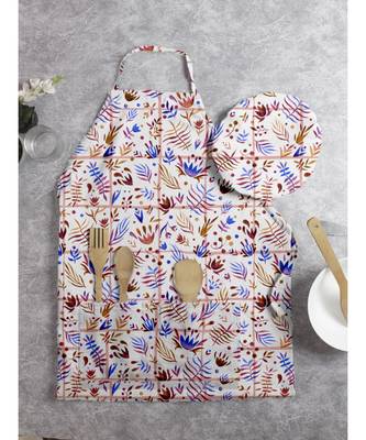 HOUZZCODE DESIGNER apron Leafy With Checks Digi Print 50x60cm multi heavy satin 1