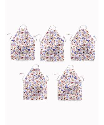 HOUZZCODE DESIGNER apron Leafy With Checks Digi Print 50x60cm multi heavy satin 3