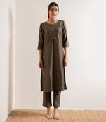 Fade Grey Noori Straight Fit  Suit Set