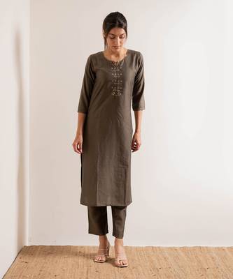 Fade Grey Noori Straight Fit  Suit Set 3