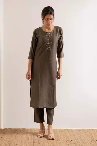 Fade Grey Noori Straight Fit  Suit Set