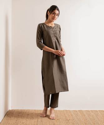 Fade Grey Noori Straight Fit  Suit Set 4