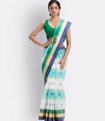 White Hand Woven Cotton Saree Without Blouse