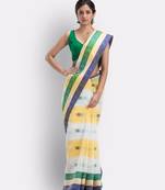 White Hand Woven Cotton Saree Without Blouse