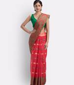 Maroon Hand Woven Cotton Saree Without Blouse