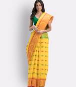 Yellow Hand Woven Cotton Saree Without Blouse