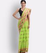 Green Hand Woven Cotton Saree Without Blouse