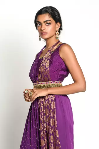 Purple Chennamma Gharara Set