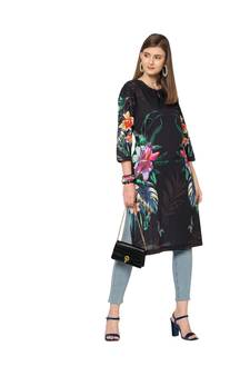 Black Floral Cotton Kurta 90