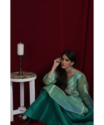 Green Kota leharia chikankari kurti 2