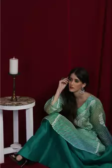 Green Kota leharia chikankari kurti