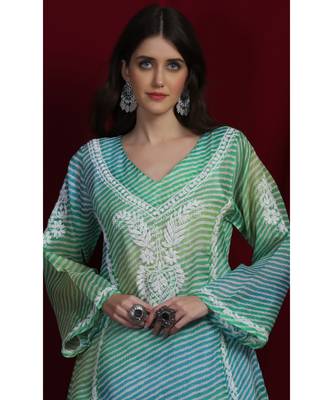 Green Kota leharia chikankari kurti 4