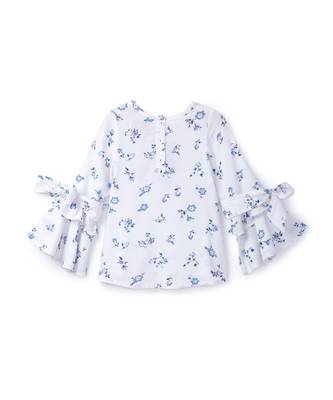 Rayon prtd embro top w/tie up slv 4