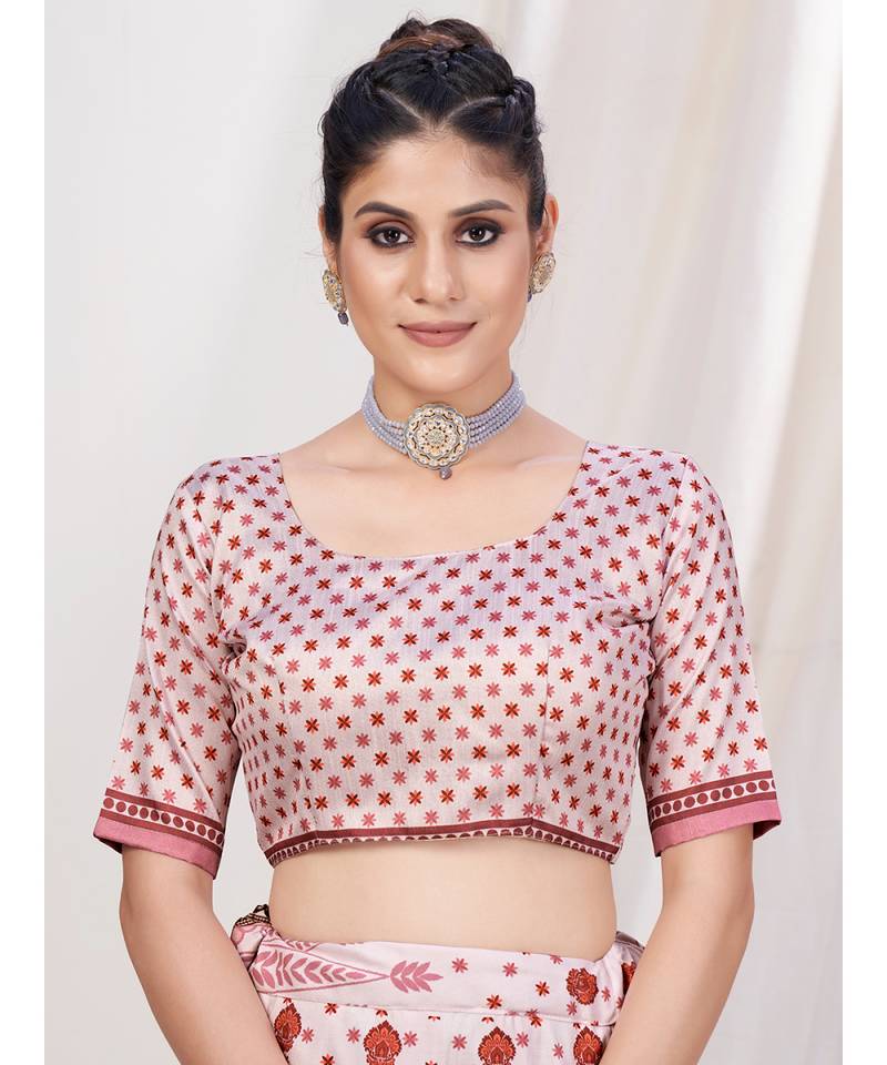 Fancy Pink Digital Printed Banglori Silk Lehenga Choli