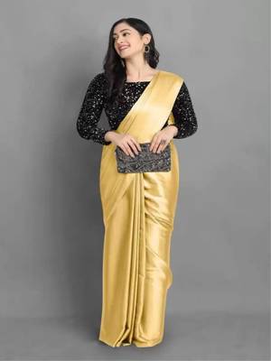 Cream embroidered silk saree with blouse 1