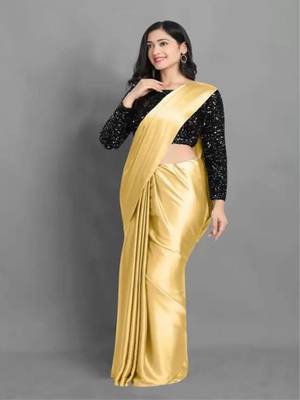 Cream embroidered silk saree with blouse 2