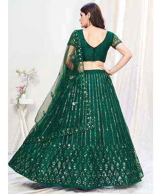 Forest Green Mehendi Special Embroidered Lehenga Choli 7