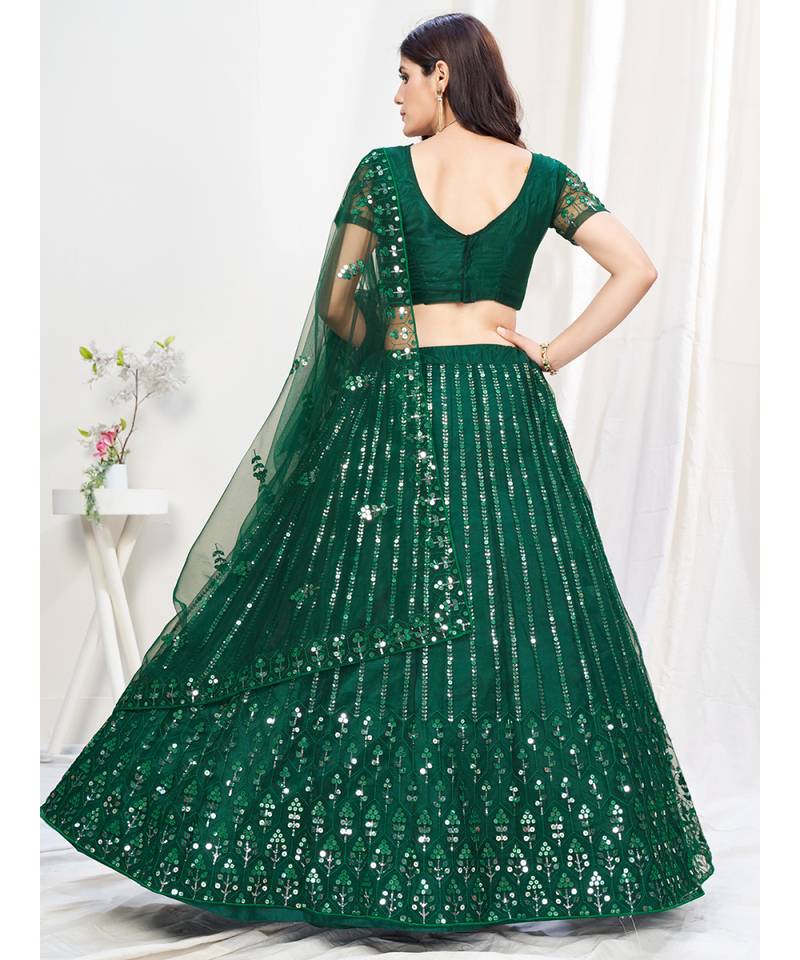 Forest Green Mehendi Special Embroidered Lehenga Choli