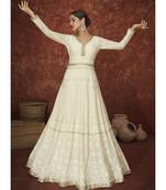 Off White Lucknowi Embroidered Anarkali Suit