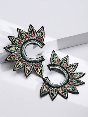 Anekaant Black & Peacock Multi Quirky Handcrafted Chandbalis 2