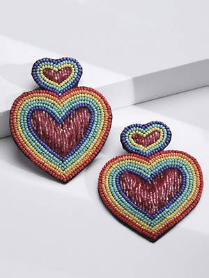 Anekaant Rainbow Multi Heart Shaped Handcrafted Chandbalis 2