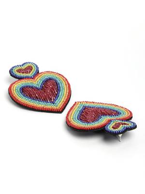 Anekaant Rainbow Multi Heart Shaped Handcrafted Chandbalis 4