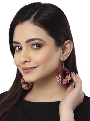 Anekaant Fuchsia & Multi Circular Handcrafted Chandbalis 1