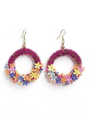 Anekaant Fuchsia & Multi Circular Handcrafted Chandbalis 3