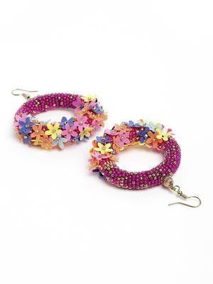 Anekaant Fuchsia & Multi Circular Handcrafted Chandbalis 4