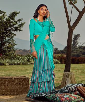 Sorbet Mint Green Saree With Blouse 1