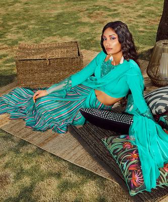 Sorbet Mint Green Saree With Blouse 3