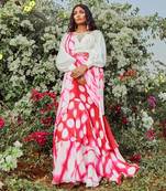 Red Chiffon Saree With Blouse