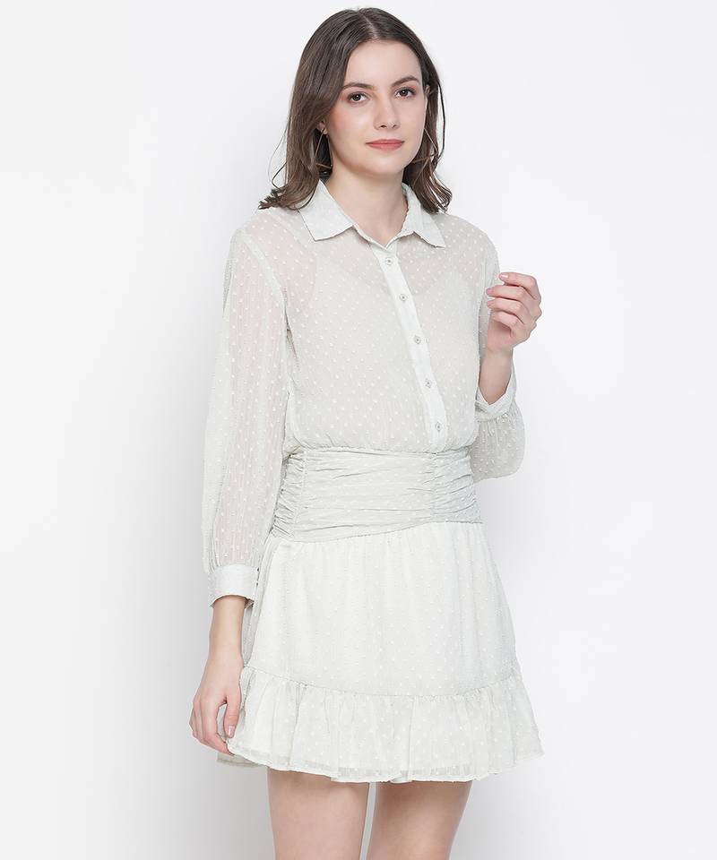 Starful white pretty women dress