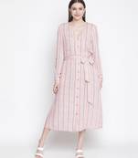 Sweet - natured floral print button-down women dress