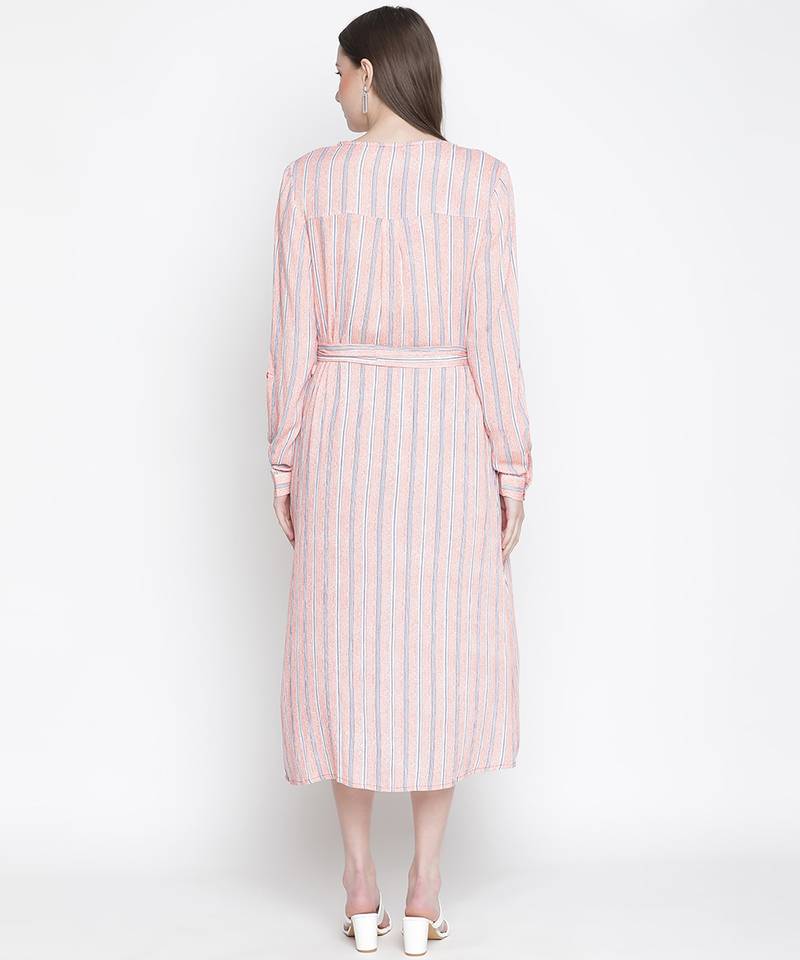 Sweet - natured floral print button-down women dress