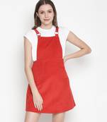 Spicey red buckled Corduroy women dress