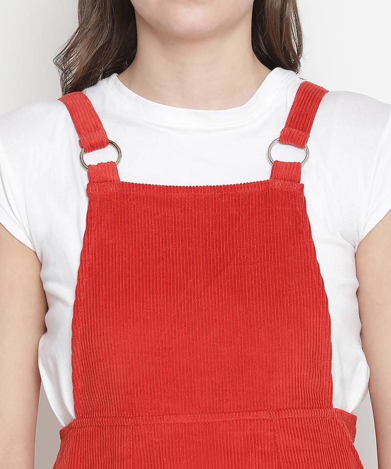 Spicey red buckled Corduroy women dress