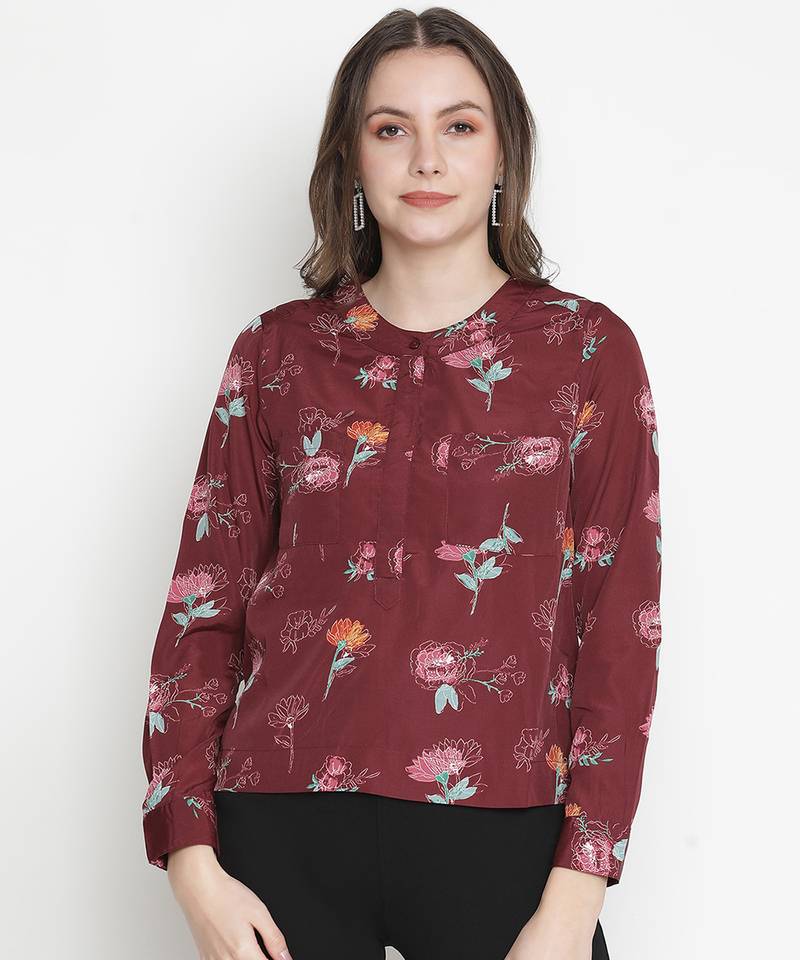 Dynamic rusty floral print women top