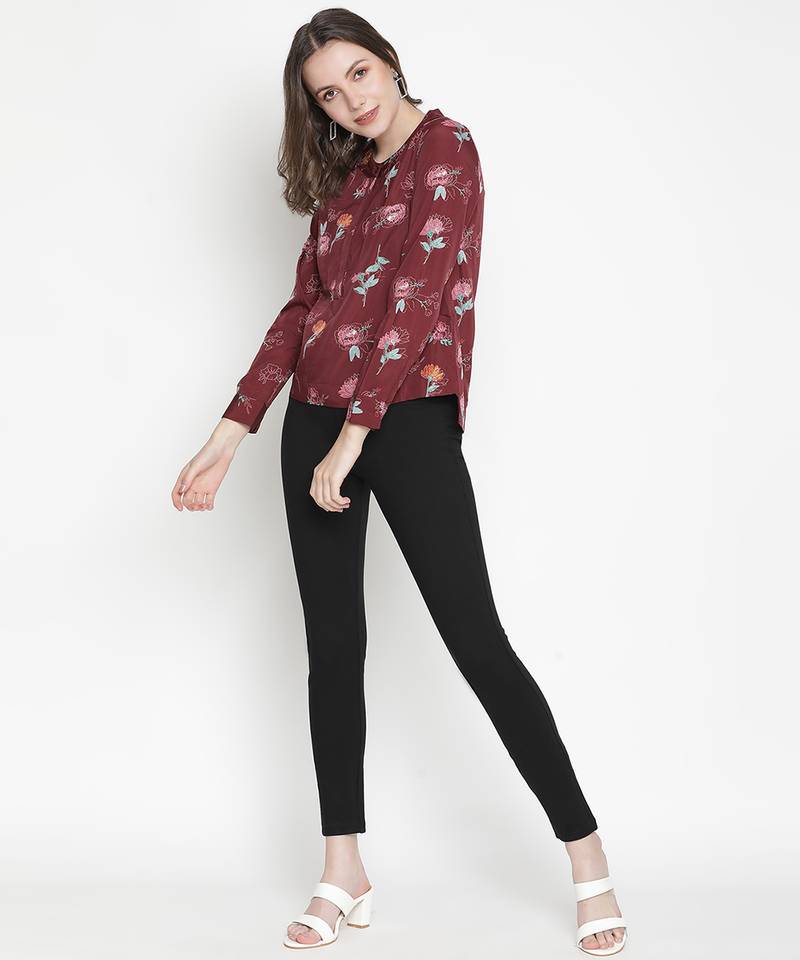 Dynamic rusty floral print women top
