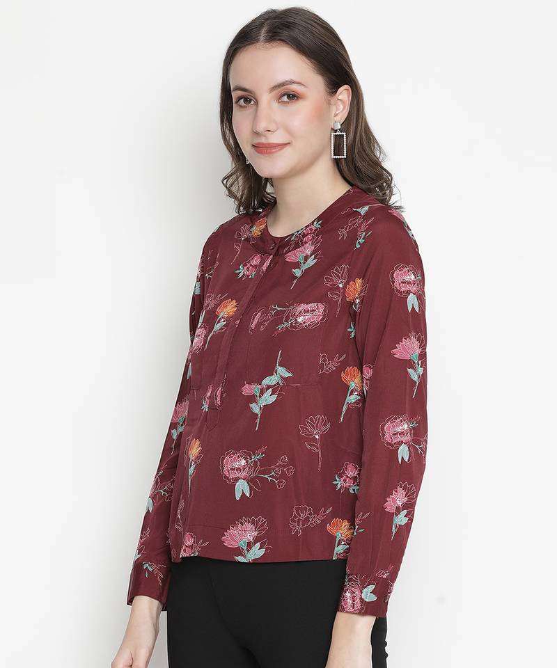 Dynamic rusty floral print women top