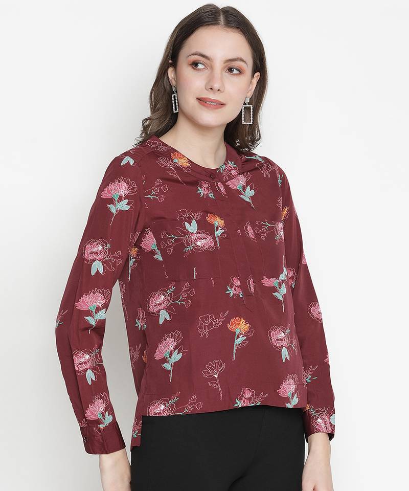 Dynamic rusty floral print women top